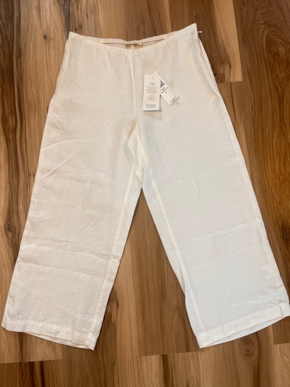 Eileen Fisher White Wide Leg Linen Pants